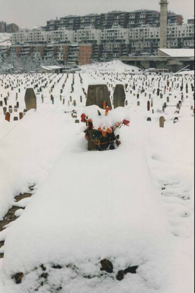 Sarajevo's former Olympic soccer stadium, turned into a graveyard. December 1995.
