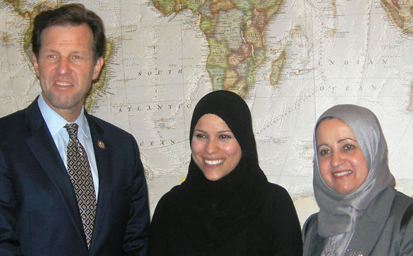 Rep. Carnahan stands with two Libyan Women