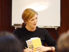 Samantha Power and Swanee Hunt at the Harvard Carr Center
